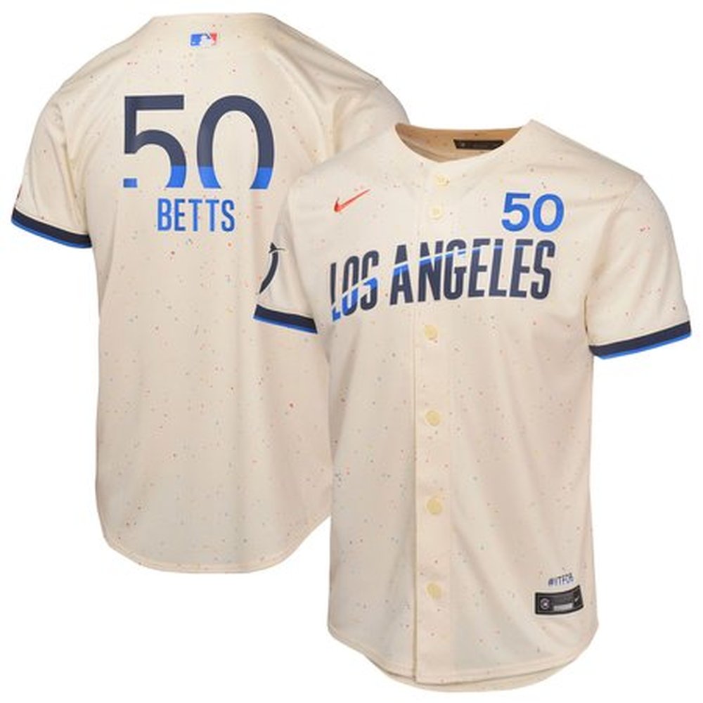 Youth Los Angeles Dodgers #50 Mookie Betts Cream 2024 City Connect Limited Player Jersey 1