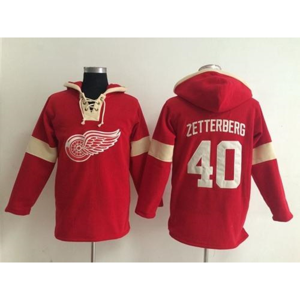 Detroit Red Wings #40 Henrik Zetterberg Red Pullover NHL Hoodie 1