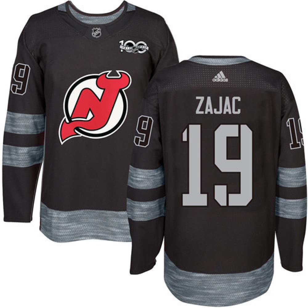 Devils #19 Travis Zajac Black 1917-2017 100th Anniversary Stitched NHL Jersey 1