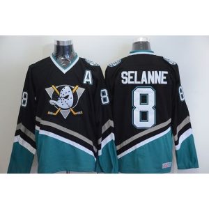 Ducks #8 Teemu Selanne Black CCM Throwback Stitched NHL Jersey