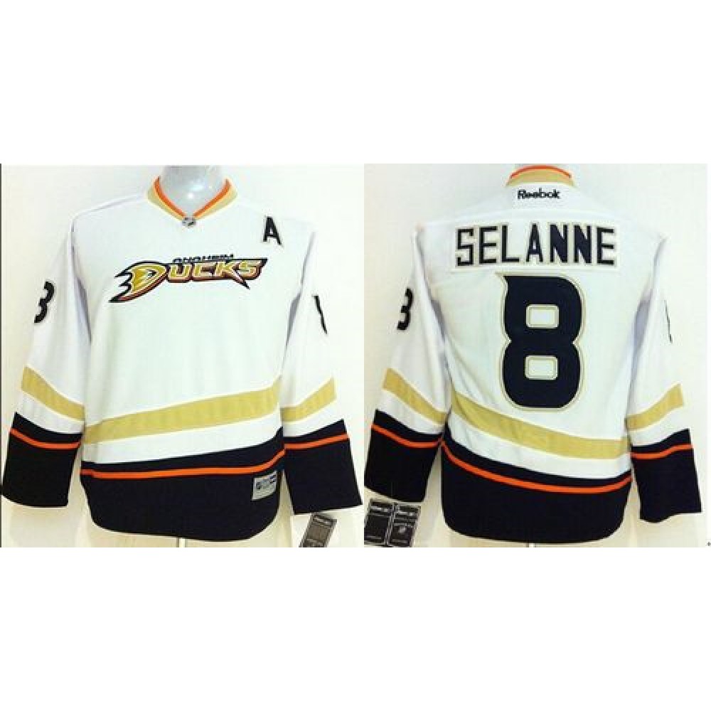 Ducks #8 Teemu Selanne White Youth Stitched NHL Jersey 1