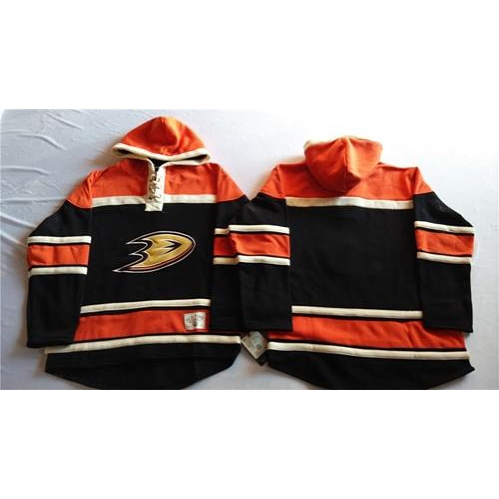 Ducks Blank Black Sawyer Hooded Sweatshirt Stitched NHL Jersey 1