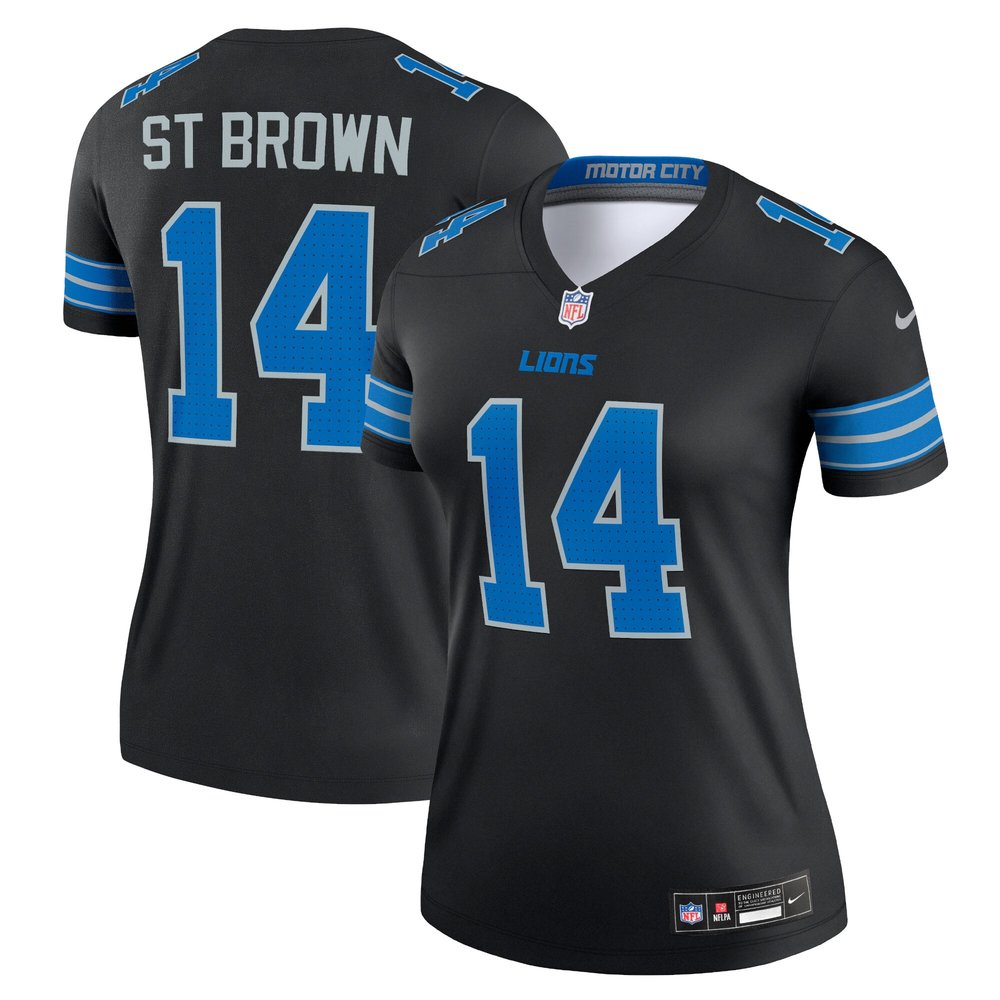 Women's Detroit Lions #14 Amon-Ra St. Brown Black Legend Jersey 1
