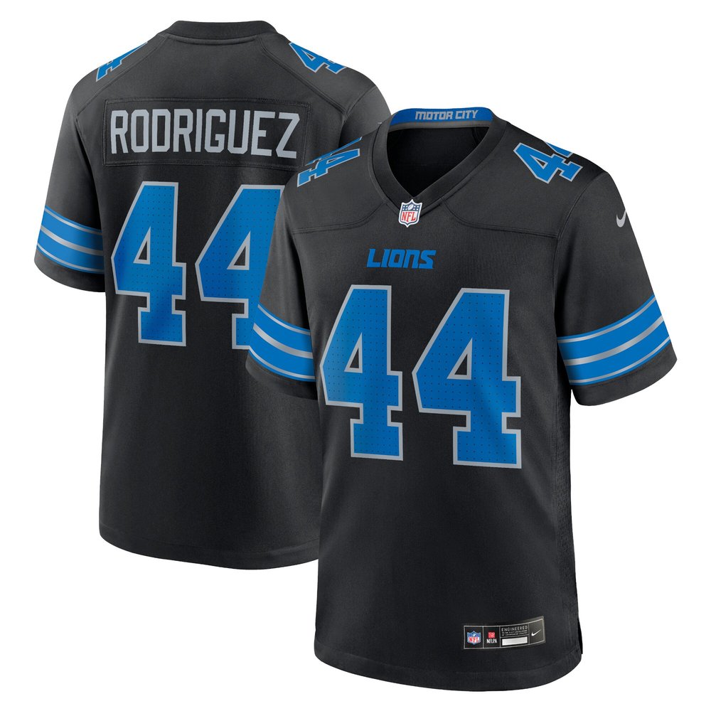 Men's Detroit Lions Malcolm Rodriguez Black 2nd Alternate Game Jersey 1