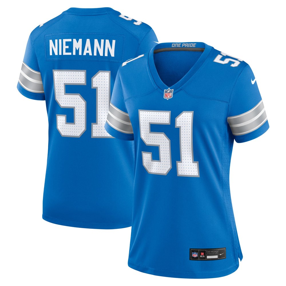 Women's Detroit Lions Ben Niemann Blue Team Game Jersey 1