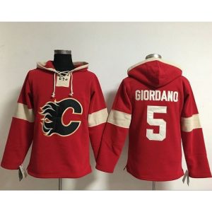 Flames #5 Mark Giordano Red Pullover NHL Hoodie