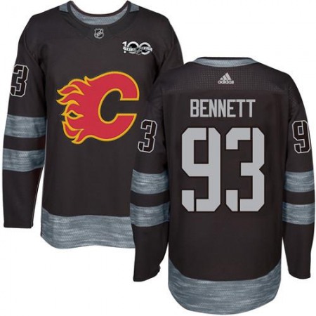 Flames #93 Sam Bennett Black 1917-2017 100th Anniversary Stitched NHL Jersey 1
