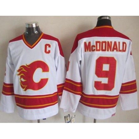 Flames #9 Lanny McDonald White CCM Throwback Stitched NHL Jersey 1