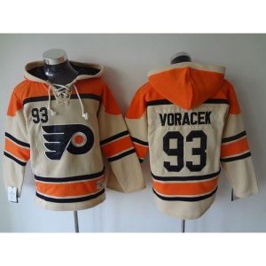Flyers #93 Jakub Voracek Cream Sawyer Hooded Sweatshirt Stitched NHL Jersey
