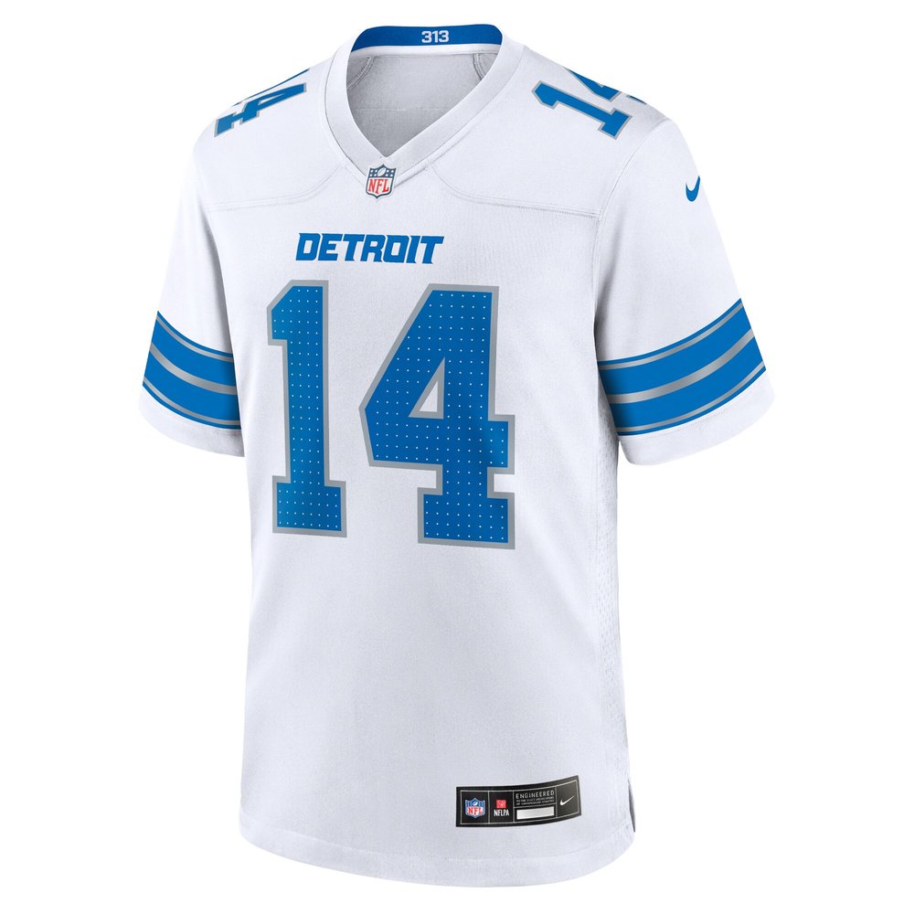 Men's Detroit Lions #14 Amon-Ra St. Brown White Game Jersey 2