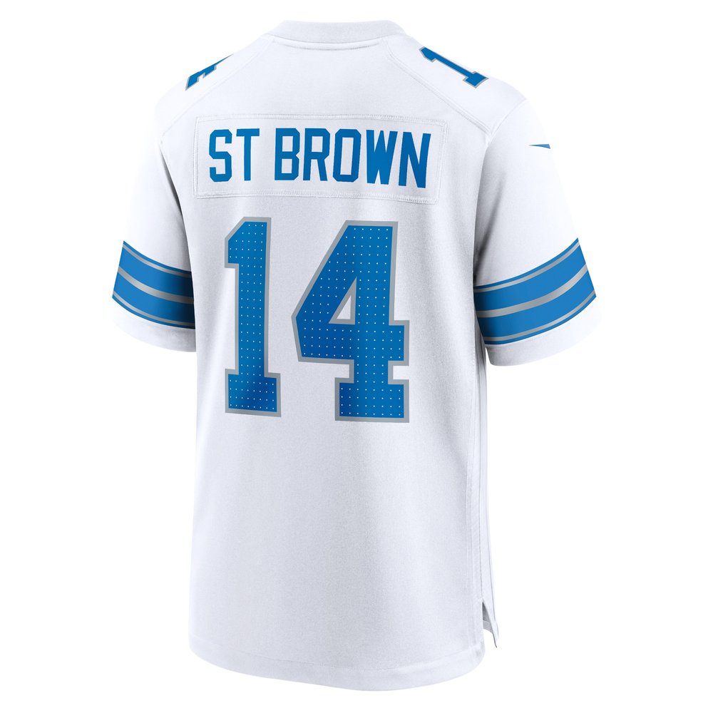Men's Detroit Lions #14 Amon-Ra St. Brown White Game Jersey 3
