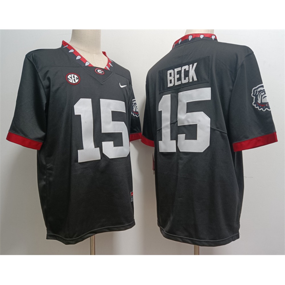 Georgia Bulldogs #15 Carson Beck Black Stitched Jersey 1