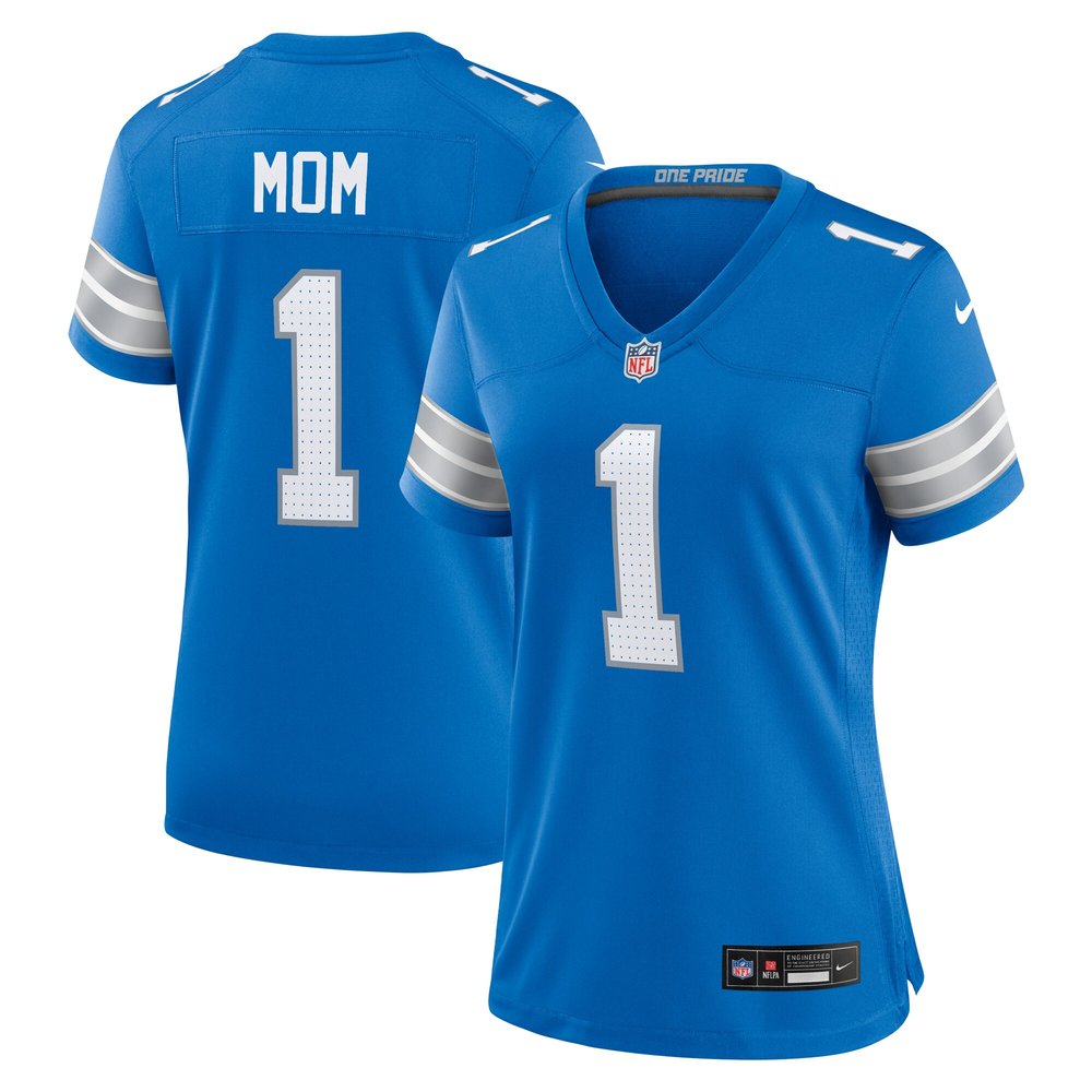 Men's Detroit Lions Number 1 Mom Blue Game Jersey 1