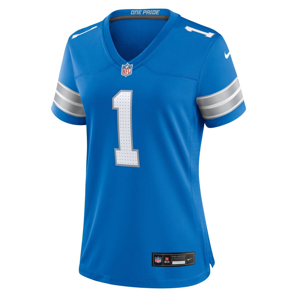 Men's Detroit Lions Number 1 Mom Blue Game Jersey 2
