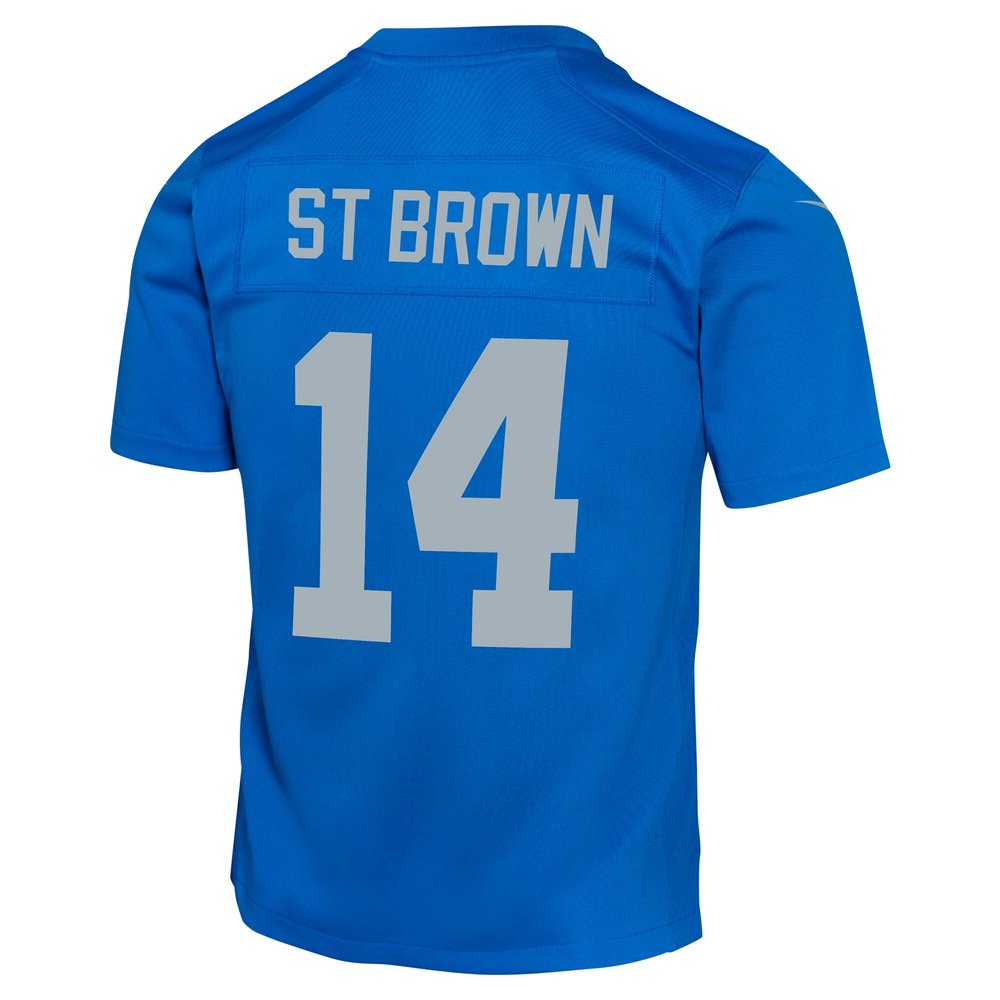 Youth Detroit Lions #14 Amon-Ra St. Brown Blue Alternate Game Jersey 3