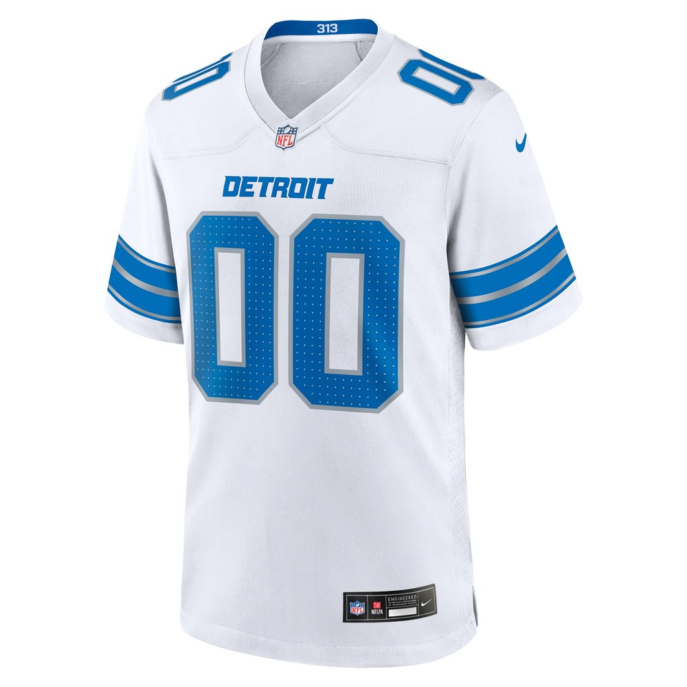 Men's Detroit Lions White Custom Game Jersey 2