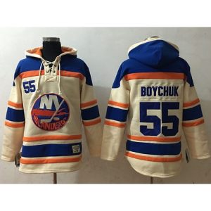 Islanders #55 Johnny Boychuk Cream Sawyer Hooded Sweatshirt Stitched NHL Jersey