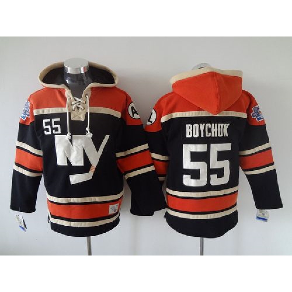 Islanders #55 Johnny Boychuk Dark Blue Sawyer Hooded Sweatshirt Stitched NHL Jersey 1