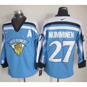 Jets #27 Teppo Numminen Light Blue Throwback Stitched NHL Jersey