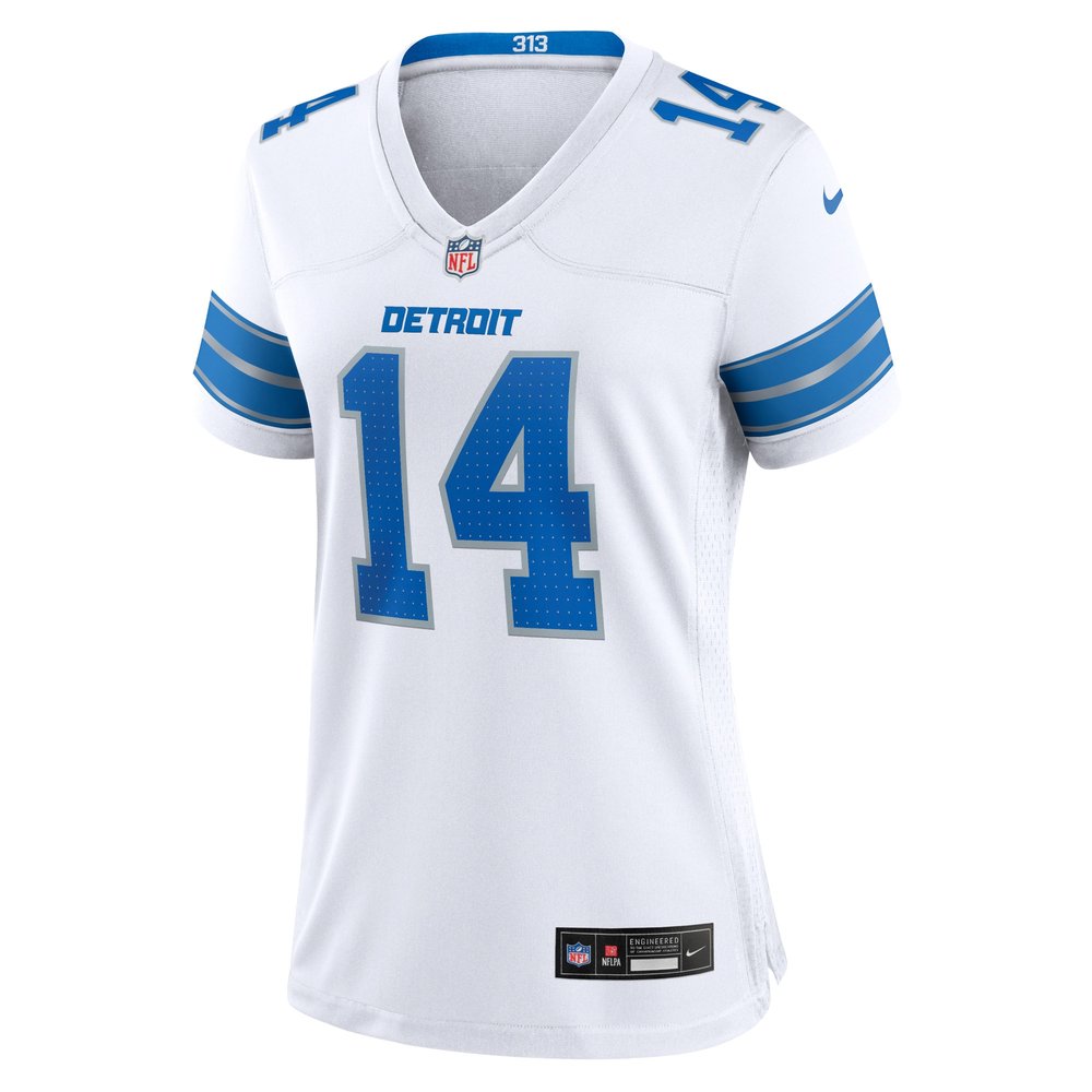 Women's Detroit Lions #14 Amon-Ra St. Brown White White Game Jersey 2