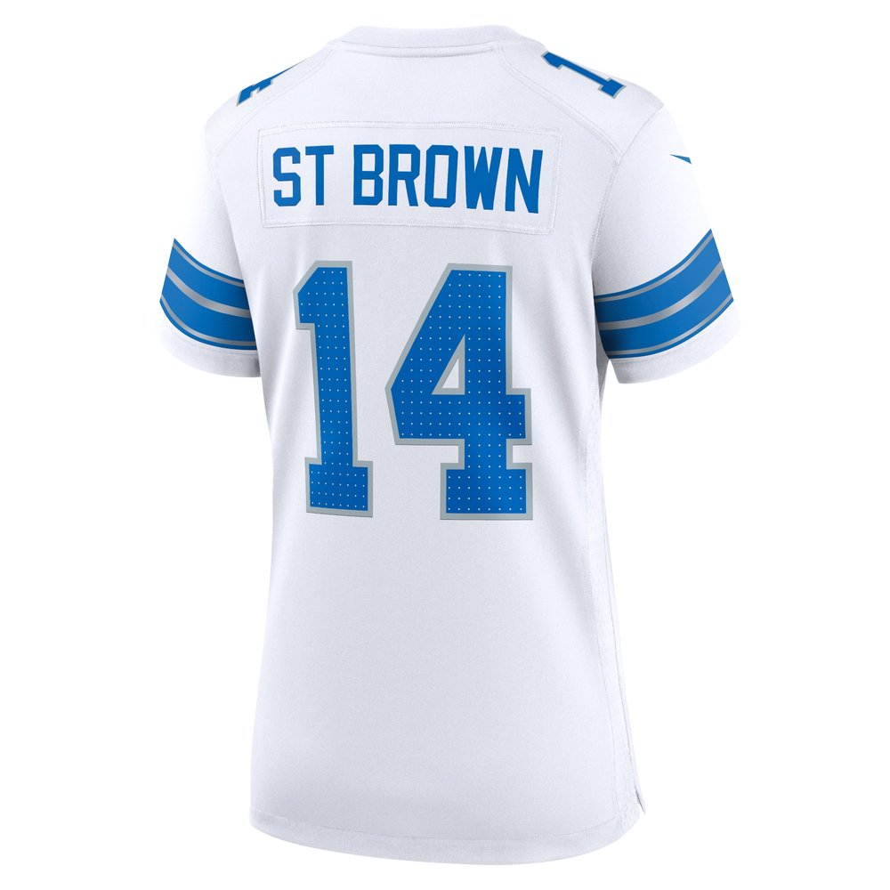 Women's Detroit Lions #14 Amon-Ra St. Brown White White Game Jersey 3
