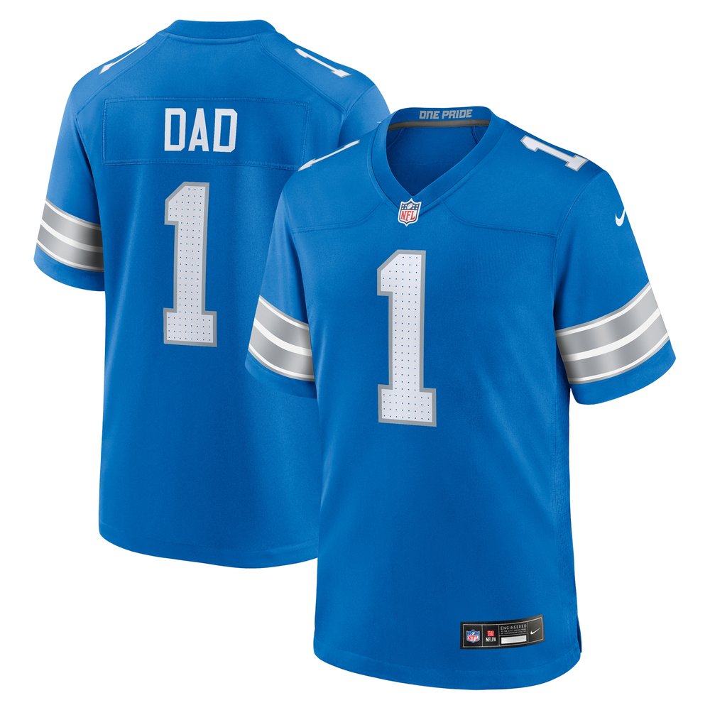 Men's Detroit Lions Number 1 Dad Blue Game Jersey 1