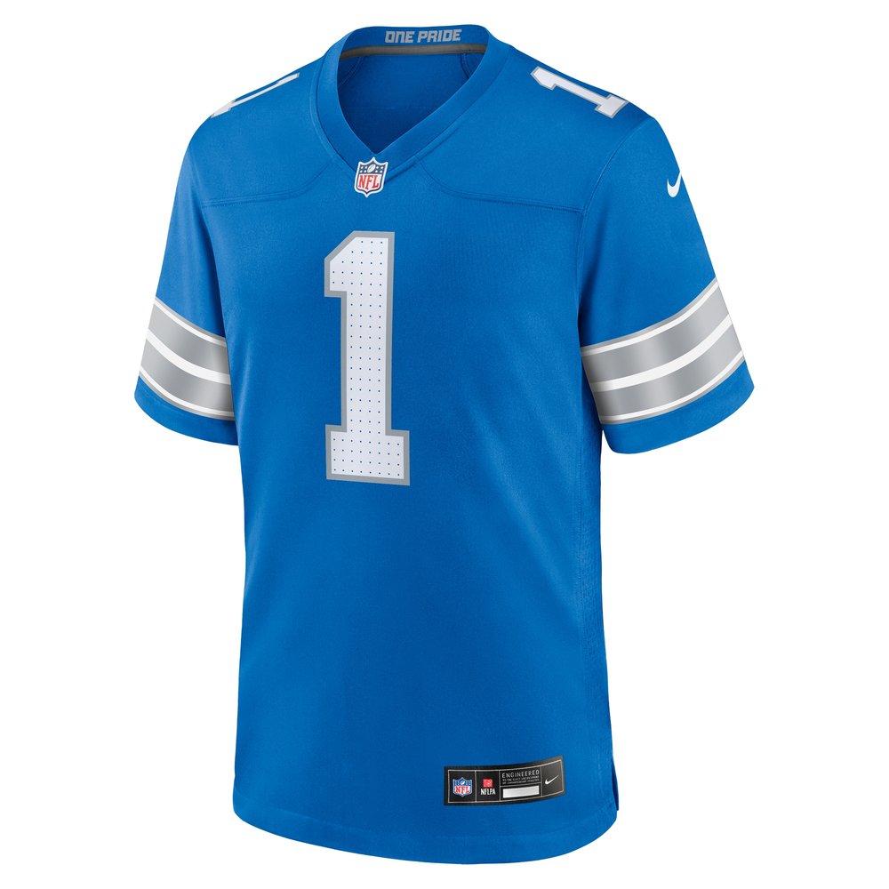 Men's Detroit Lions Number 1 Dad Blue Game Jersey 2