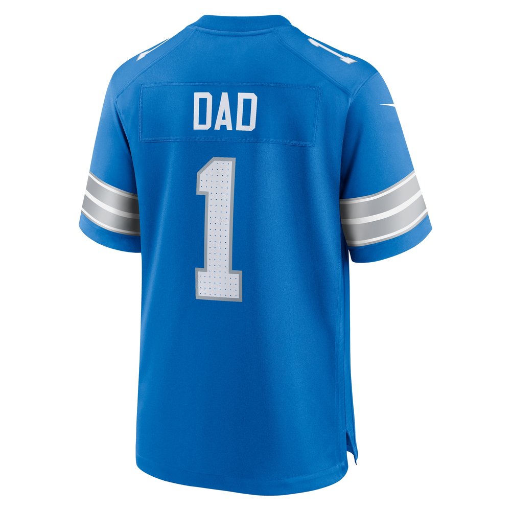 Men's Detroit Lions Number 1 Dad Blue Game Jersey 3