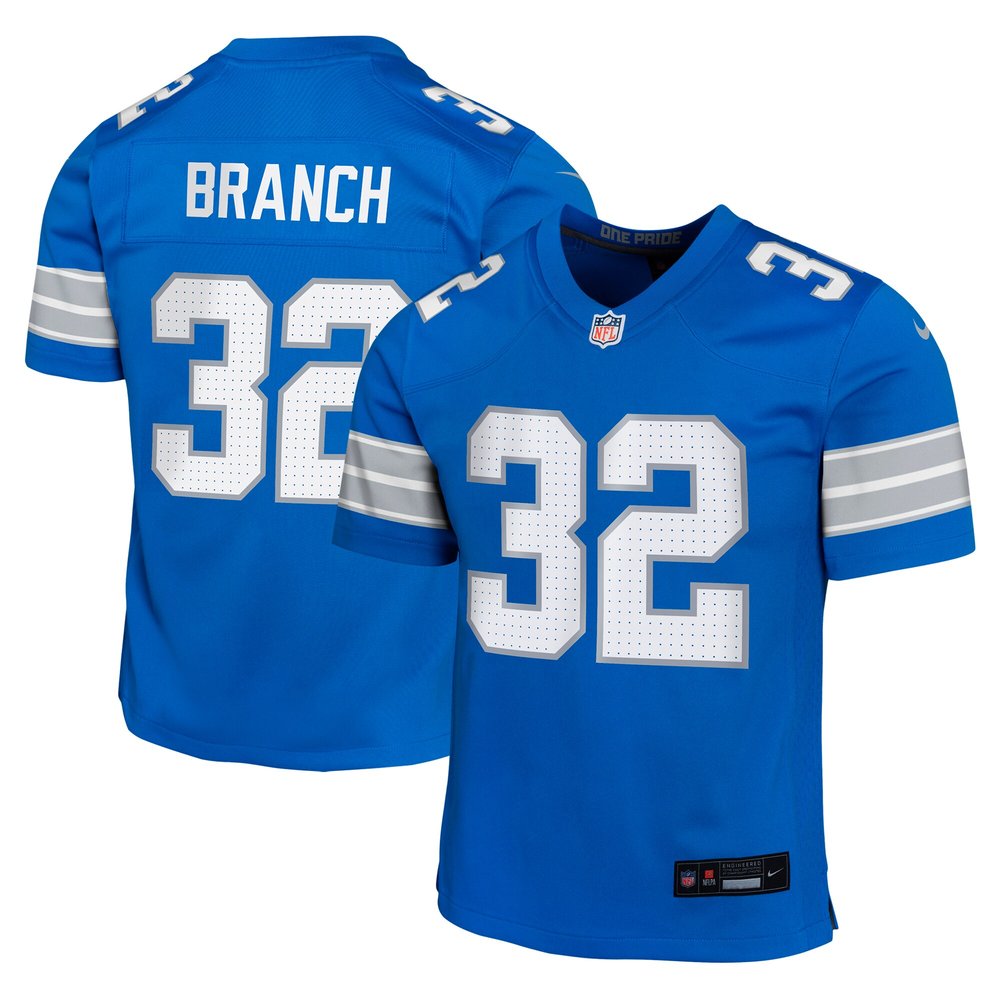 Youth Detroit Lions #32 Brian Branch Blue Team Player Game Jersey 1