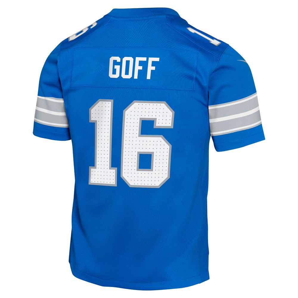 Youth Detroit Lions #16 Jared Goff Blue Team Player Game Jersey 3