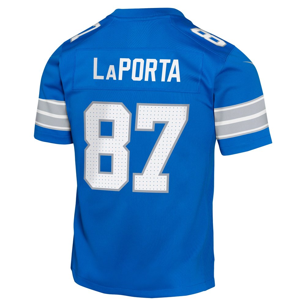 Youth Detroit Lions #87 Sam LaPorta Blue Team Player Game Jersey 3