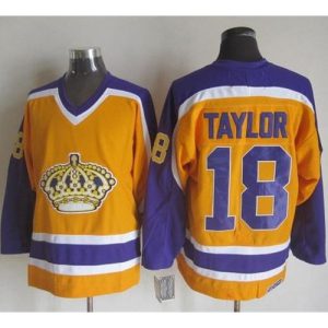 Kings #18 Dave Taylor Yellow/Purple CCM Throwback Stitched NHL Jersey