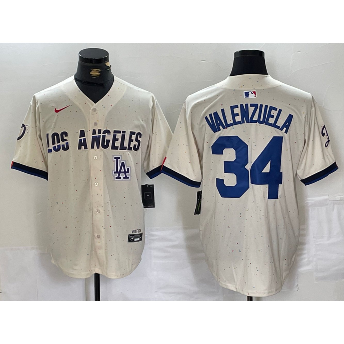 Men's Los Angeles Dodgers #34 Toro Valenzuela Cream Stitched Baseball Jersey 1