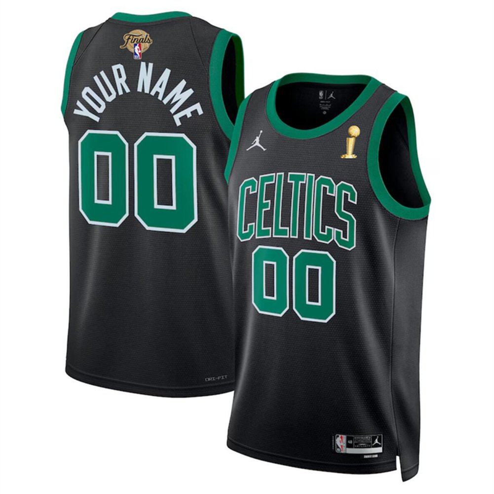 Men's Boston Celtics Active Player Custom Black 2024 Finals Champions Statement Edition Stitched Basketball Jersey 1