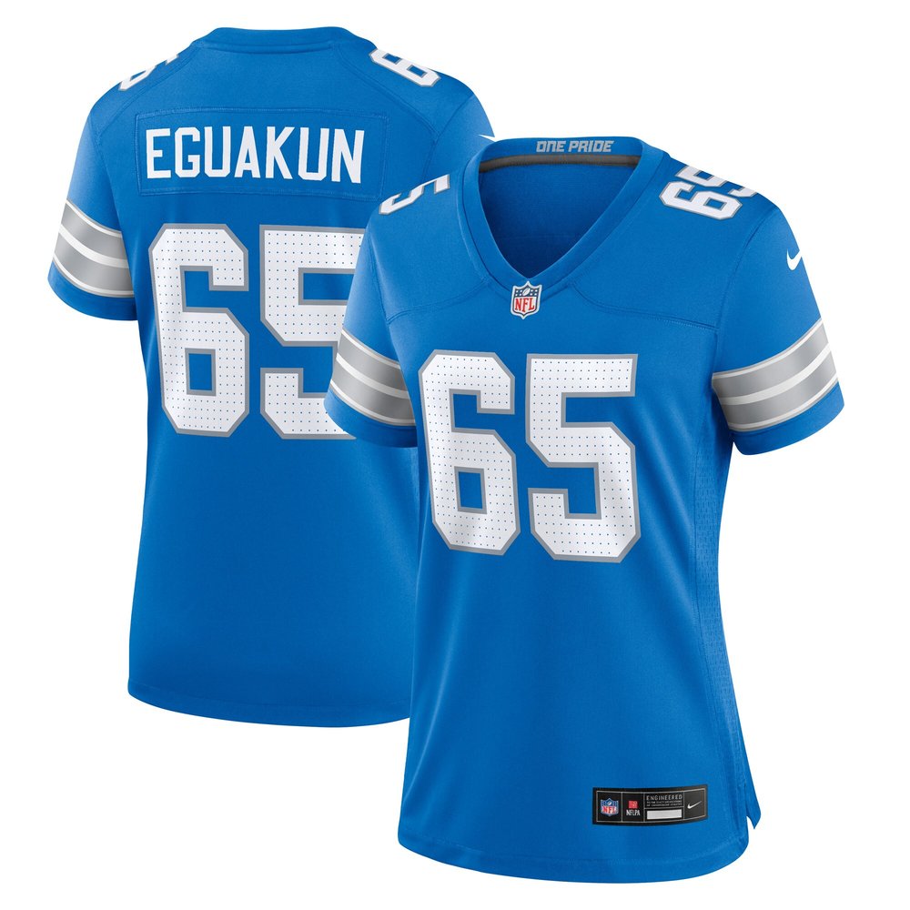 Women's Detroit Lions Kingsley Eguakun Blue Game Jersey 1