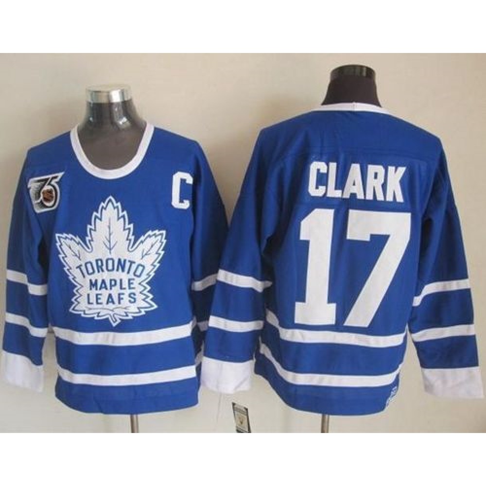 Maple Leafs #17 Wendel Clark Blue 75th CCM Throwback Stitched NHL Jersey 1