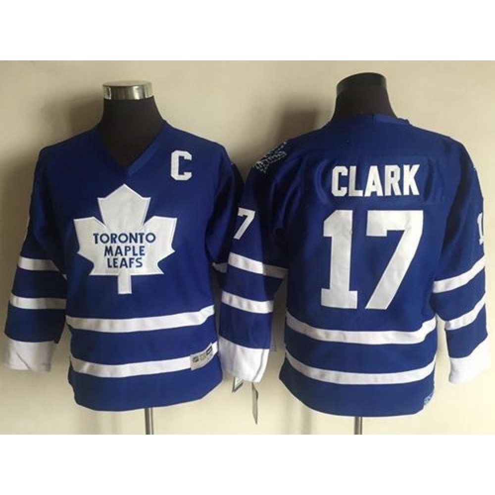 Maple Leafs #17 Wendel Clark Blue CCM Throwback Stitched Youth NHL Jersey 1