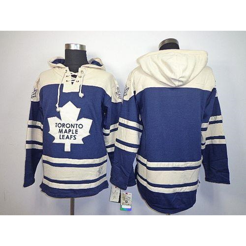 Maple Leafs Blank Blue Sawyer Hooded Sweatshirt Stitched NHL Jersey 1