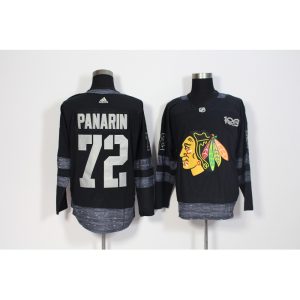 Men's Chicago Blackhawks #72 Artemi Panarin Black 1917-2017 100th Anniversary Stitched NHL Jersey