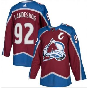 Men's Colorado Avalanche #92 Gabriel Landeskog Burgundy With C Patch Stitched NHL Jersey