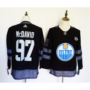 Men's Edmonton Oilers #97 Connor McDavid Black 1917-2017 100th Anniversary Stitched NHL Jersey