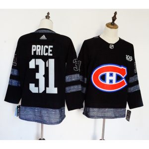 Men's Montreal Canadiens #31 Carey Price Black 1917-2017 100th Anniversary Stitched NHL Jersey