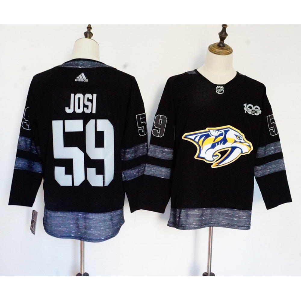 Men's Nashville Predators #59 Roman Josi Black 1917-2017 100th Anniversary Stitched NHL Jersey 1