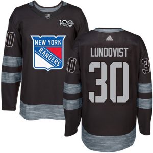 Men's New York Rangers #30 Henrik Lundqvist Black 1917-2017 100th Anniversary Stitched NHL Jersey