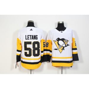 Men's Pittsburgh Penguins #58 Kris Letang White Stitched NHL Jersey