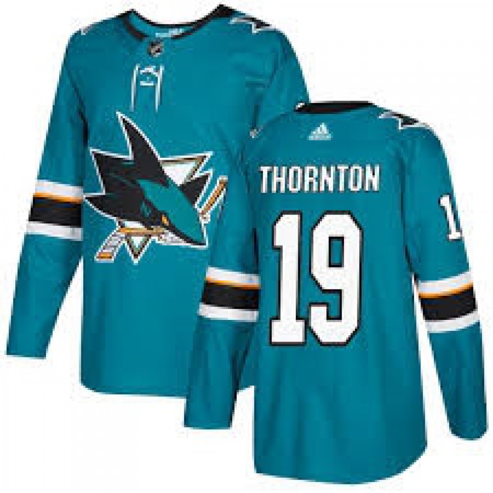 Men's San Jose Sharks #19 Joe Thornton Teal Stitched NHL Jersey 1