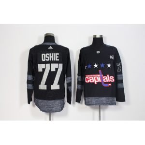 Men's Washington Capitals #77 T.J Oshie Black 1917-2017 100th Anniversary Stitched NHL Jersey