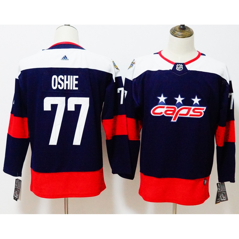 Men's Washington Capitals #77 TJ Oshie Navy 2018 NHL Stadium Series Authentic Pro Stitched NHL Jersey 1