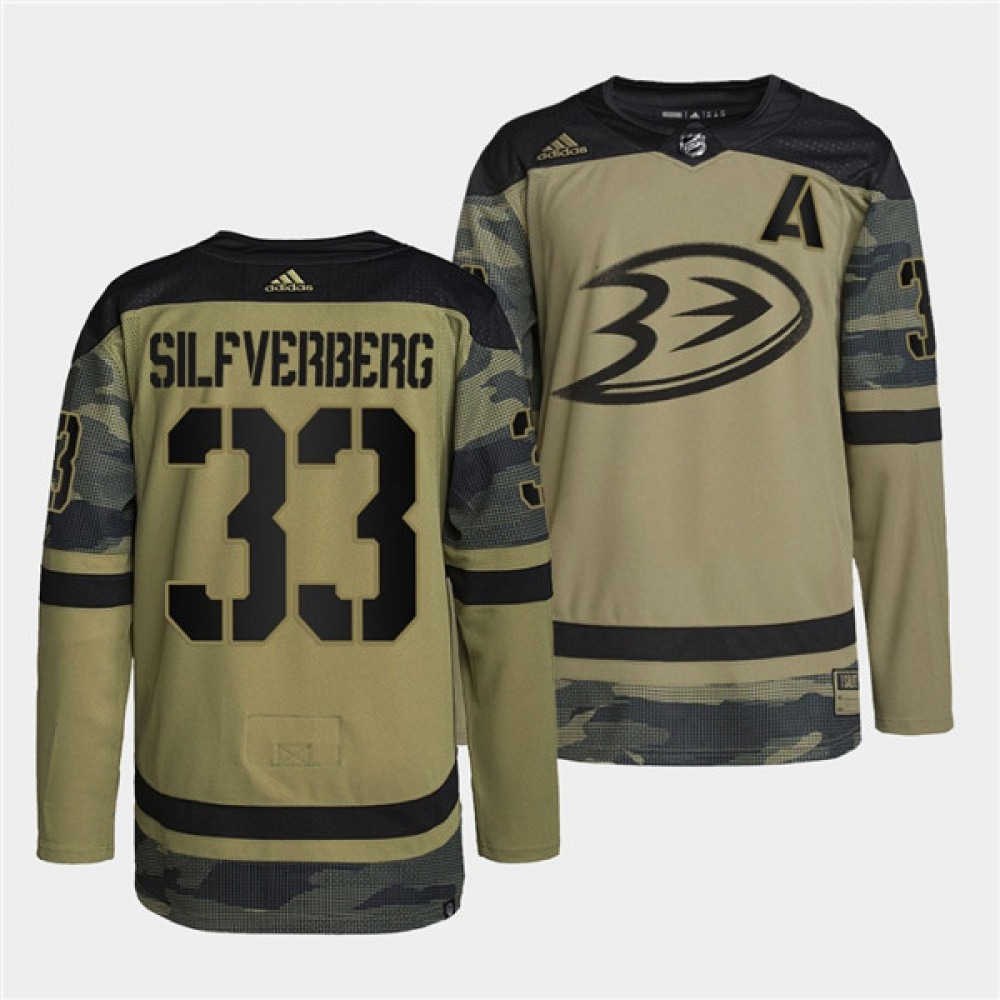 Men's Anaheim Ducks #33 Jakob Silfverberg 2022 Camo Military Appreciation Night Stitched Jersey 1