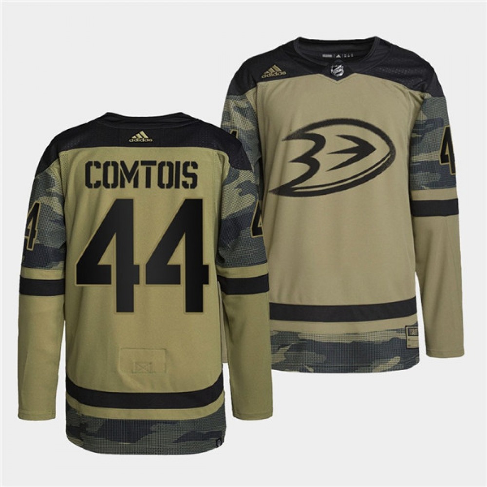 Men's Anaheim Ducks #44 Max Comtois 2022 Camo Military Appreciation Night Stitched Jersey 1